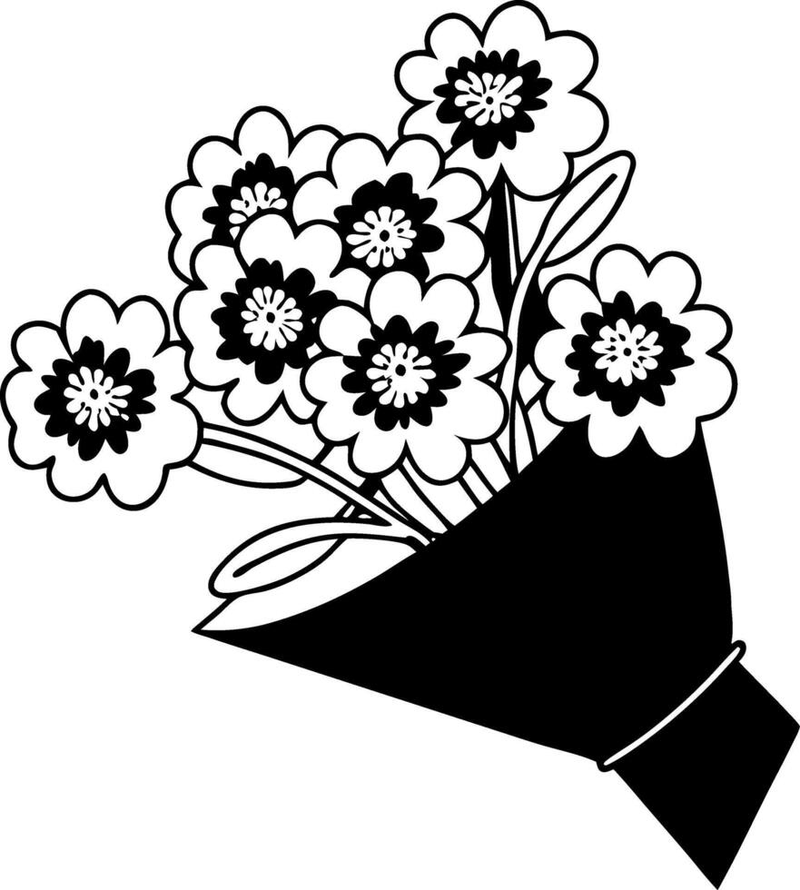 Black and White Floral Bouquet Illustration for Design Projects vector