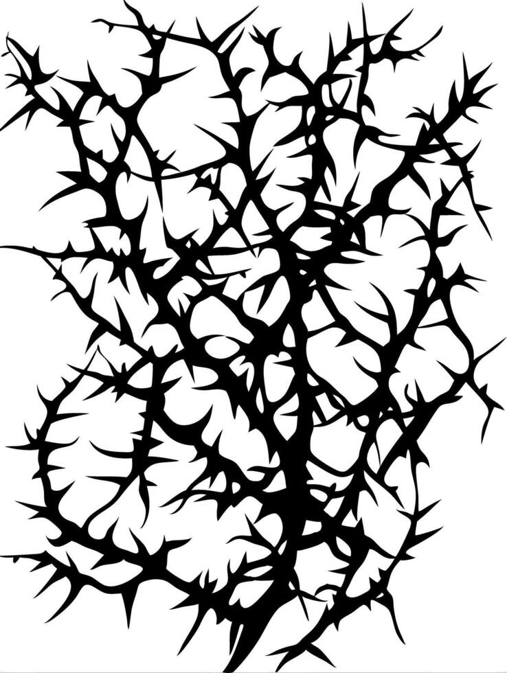 Intricate Black Thorn Bush Silhouette Illustration vector