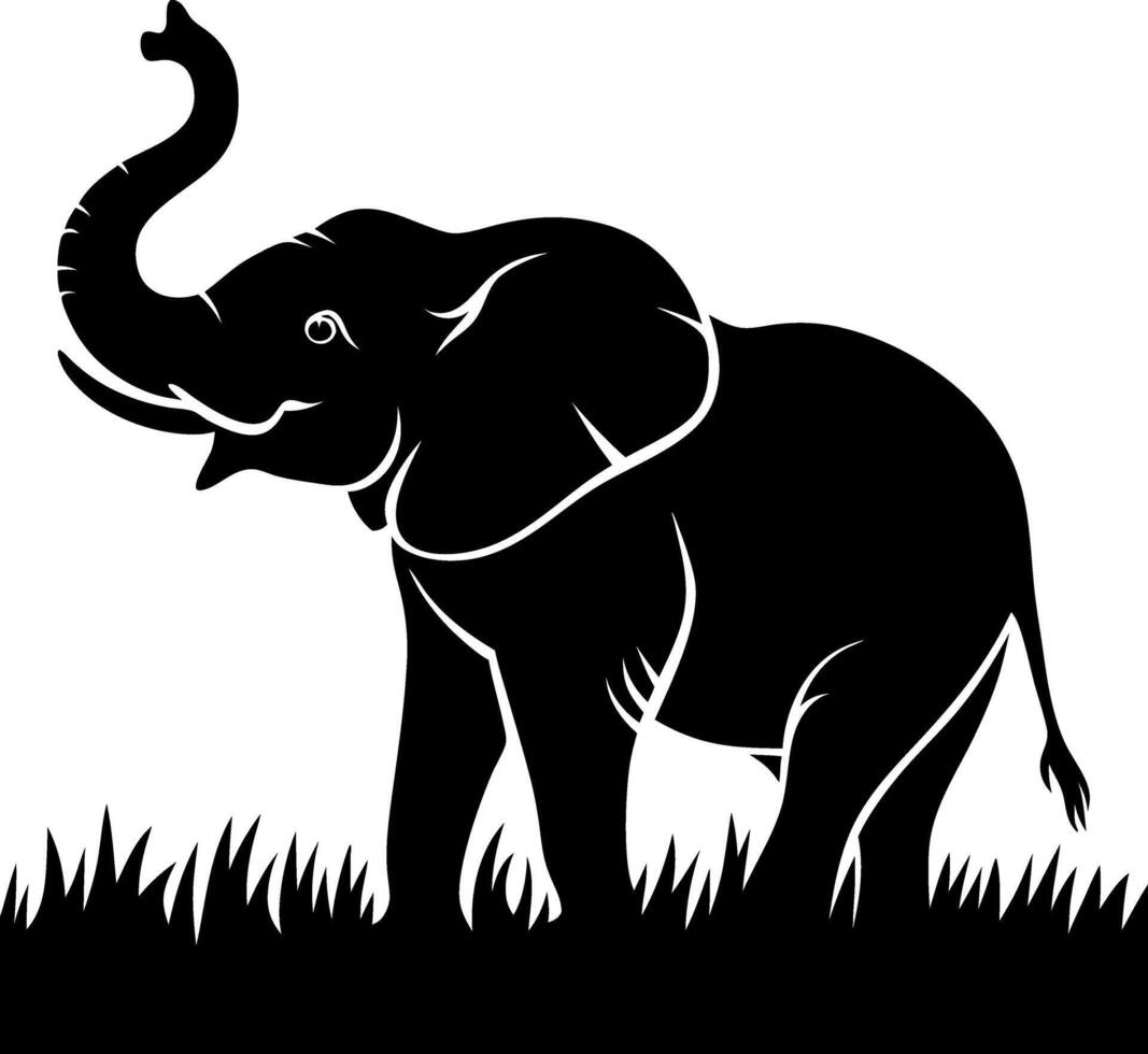Elephant Silhouette Art for Tattoos and Wildlife Designs vector
