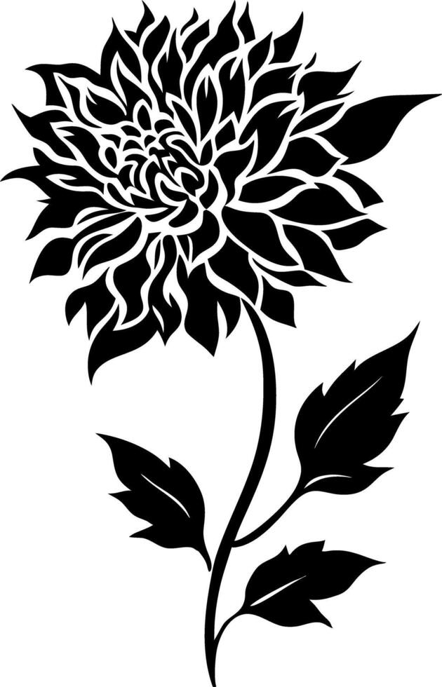 Black Floral Silhouette Illustration for Tattoo and Design vector