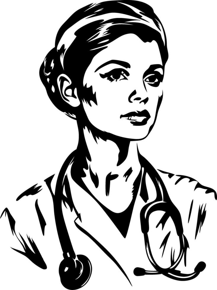 Female Doctor Portrait Illustration for Medical Themes and Art Projects vector