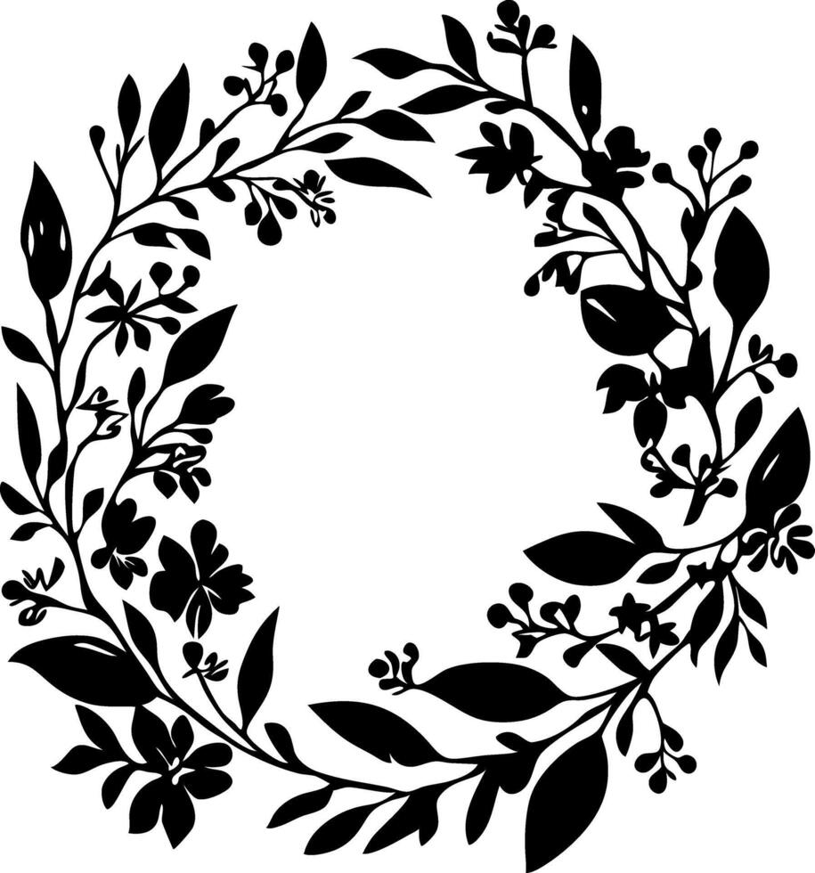 Decorative Floral Wreath for Design Tattoo and Craft Projects vector