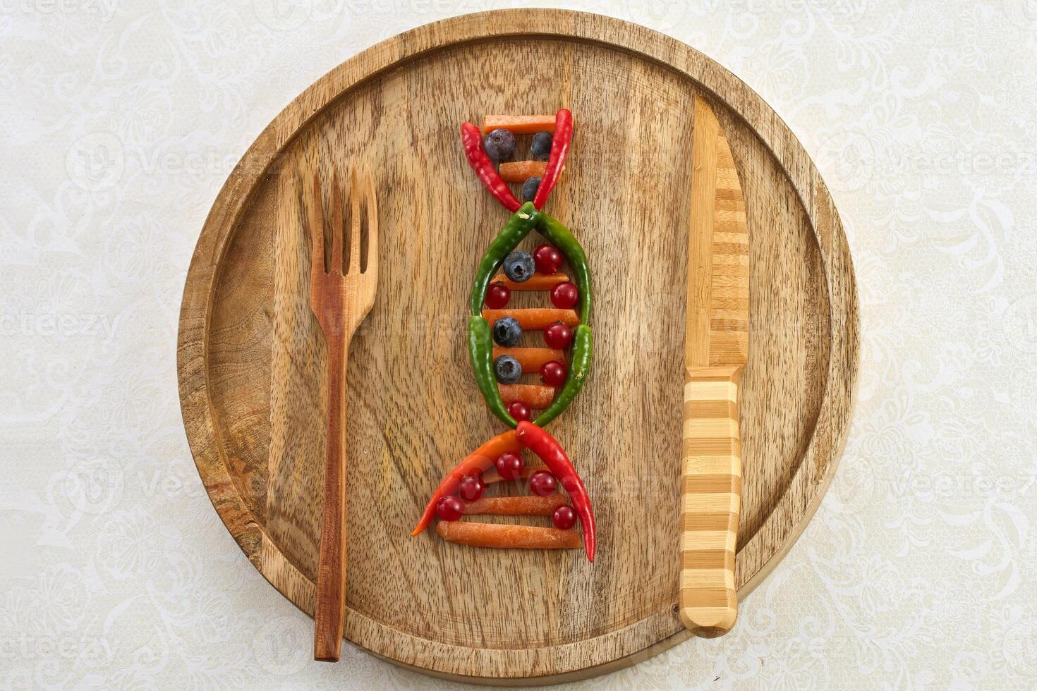 GMO food and Genetically modified crops or engineered agriculture concepts. photo