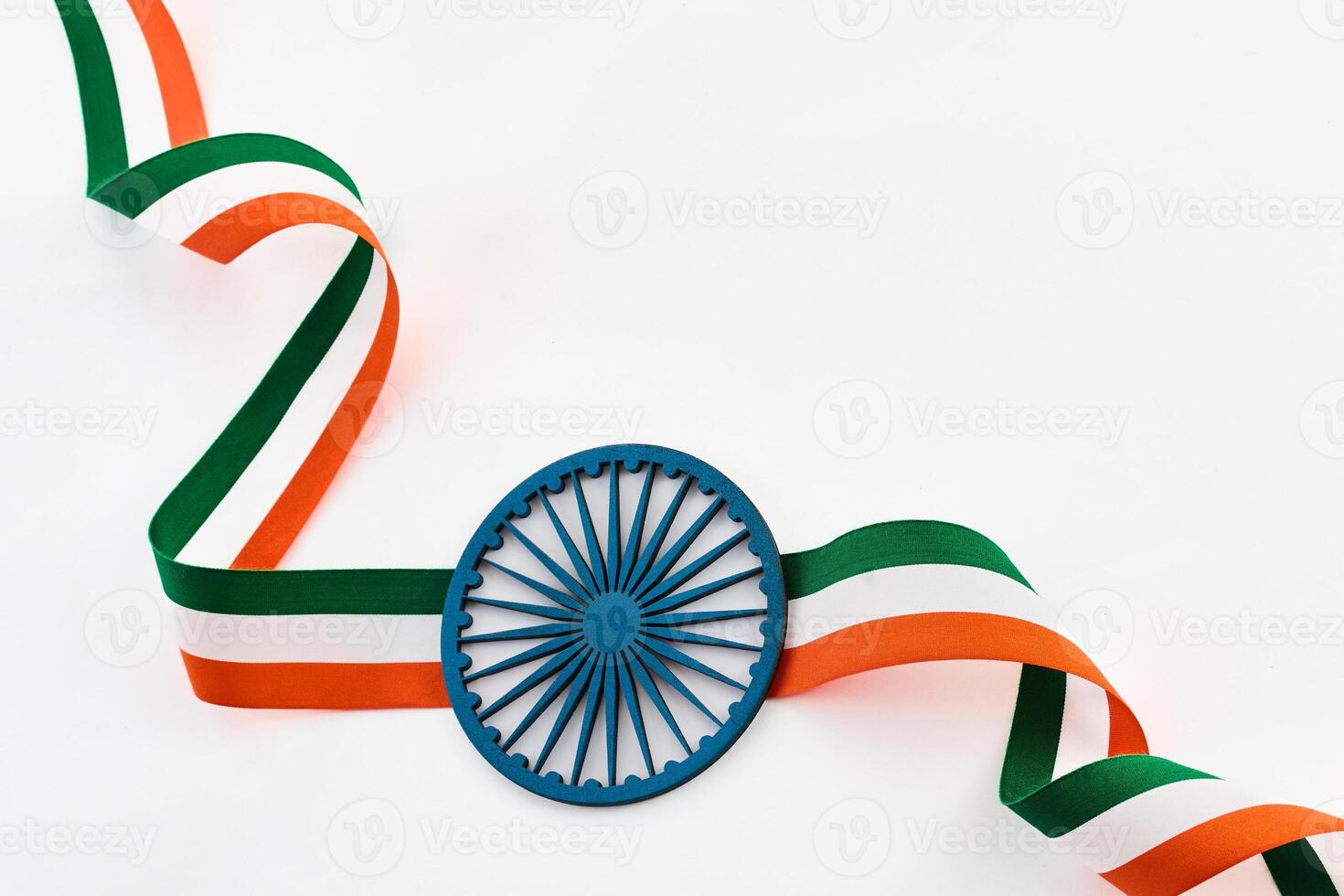 Indian Republic and Independence Day Symbol. Indian Flag Ribbon photo