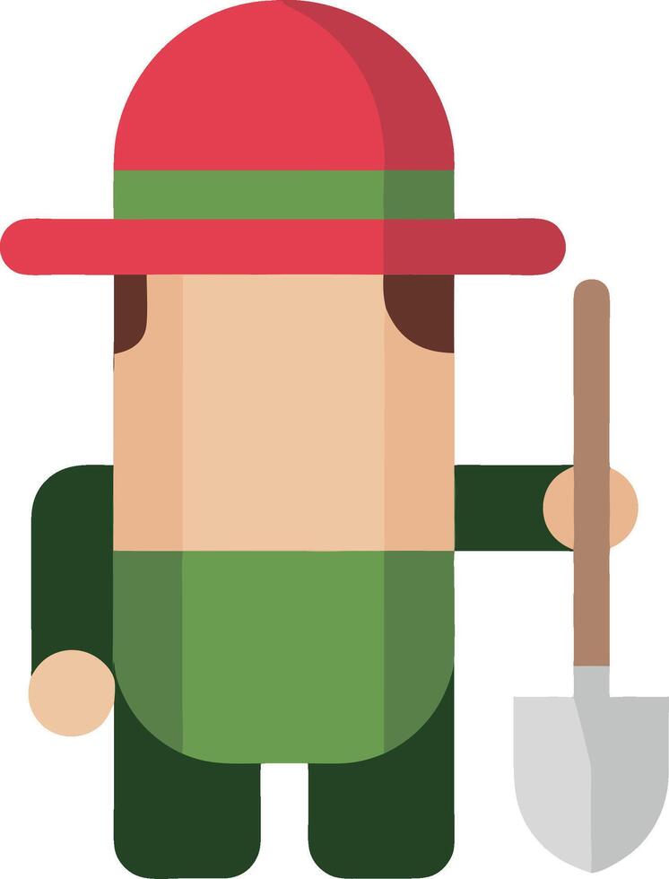 Colorful Gardener Character with Shovel for Illustration and Design Projects vector