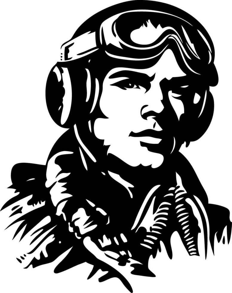 Vintage Pilot Portrait Illustration for Aviation Art and Design Projects vector