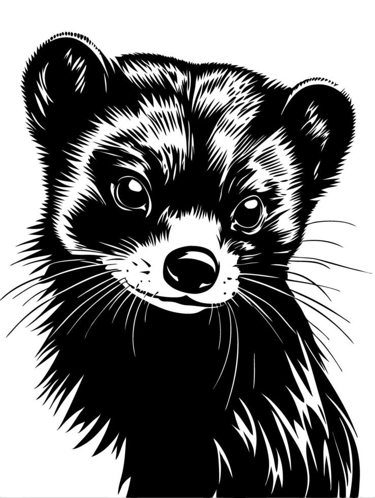 Ferret Portrait Art Illustration for Tattoos and Crafts vector