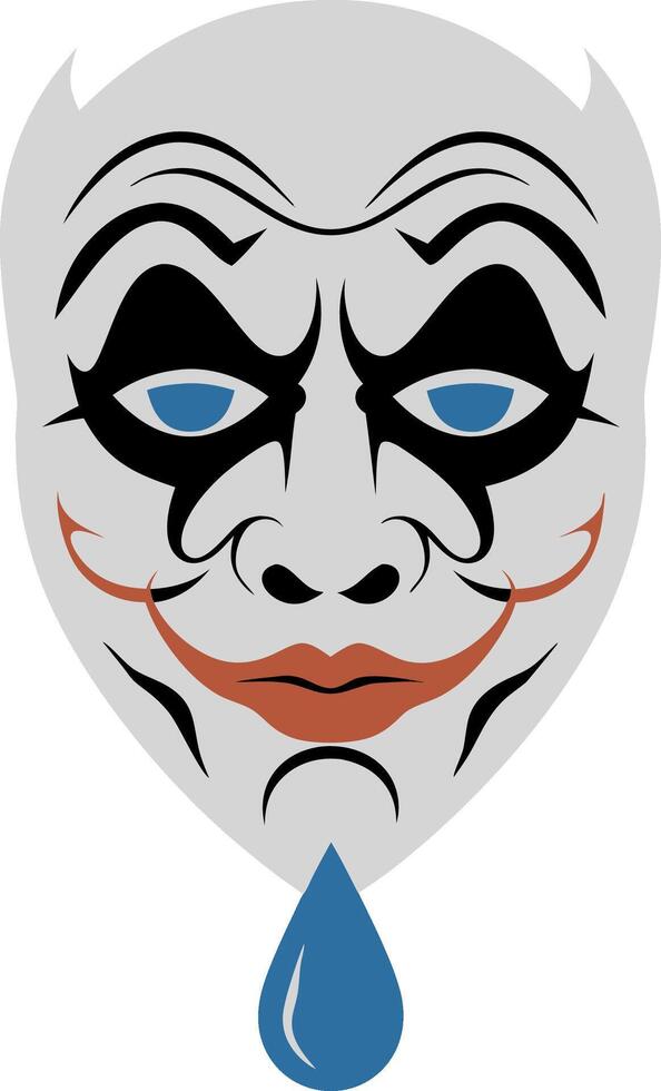 Mysterious Clown Face with Teardrop Art for Tattoo and Design vector