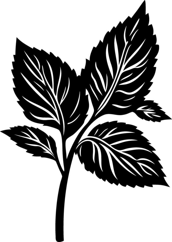 Black Silhouette Mint Leaves for Botanical Design and Craft Projects vector
