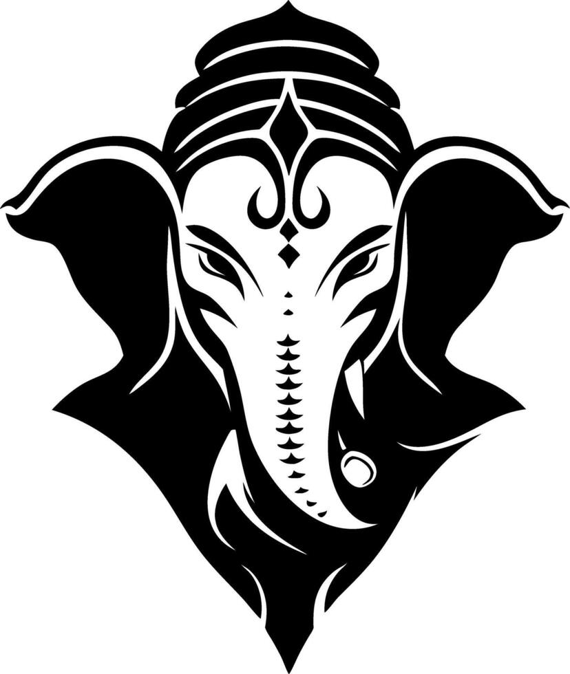 Elephant Head Silhouette Artistic Design for Tattoos and Spiritual Art vector