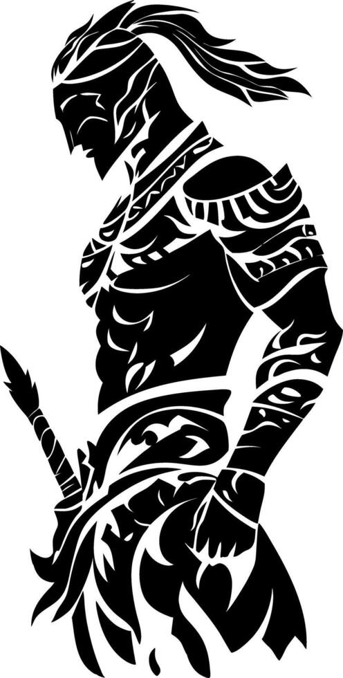Fierce Warrior Silhouette Art for Tattoo and Design Use vector