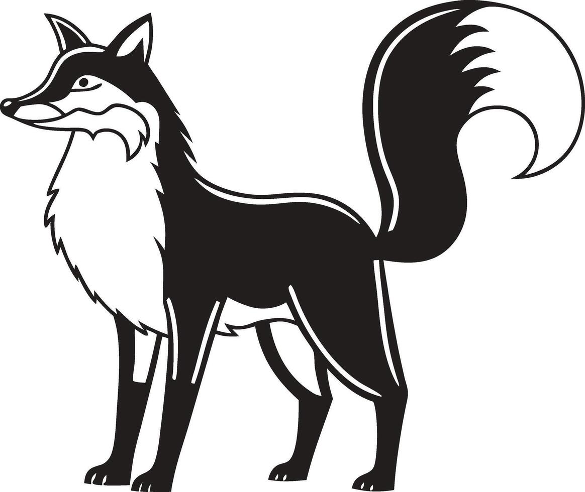 Stylized Black and White Fox Illustration for Tattoos and Graphic Design vector