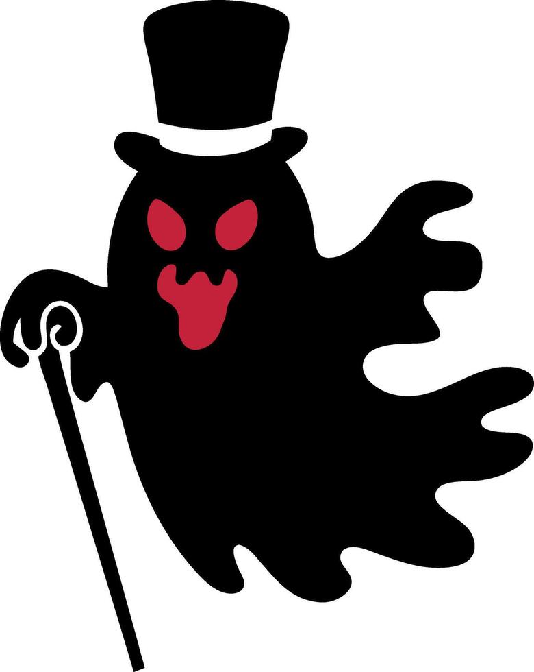 Spooky Top Hat Ghost with Cane for Halloween Designs vector