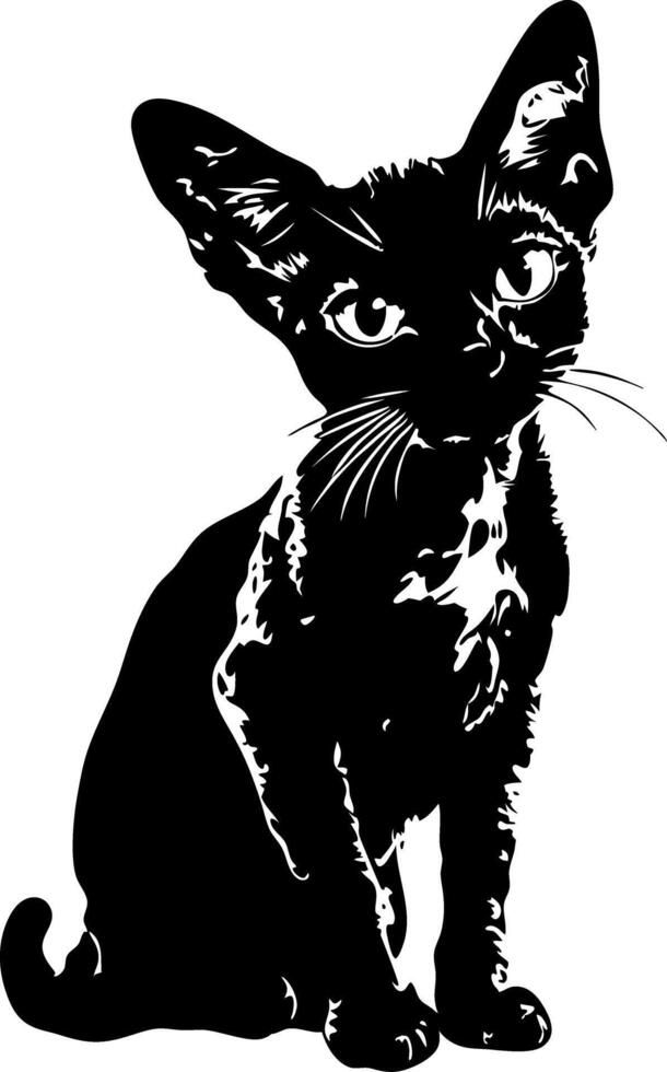 Silhouette of Cute Cat with Large Ears for Pet Illustrations and Designs vector