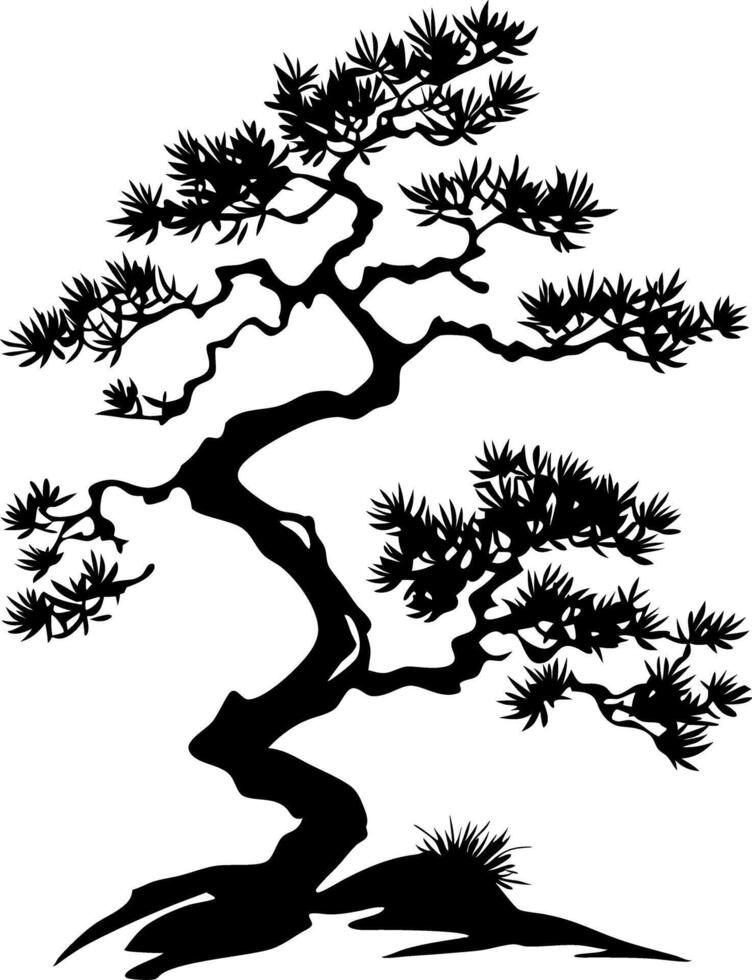 Intricate Bonsai Tree Silhouette Design for Art and Decoration Projects vector