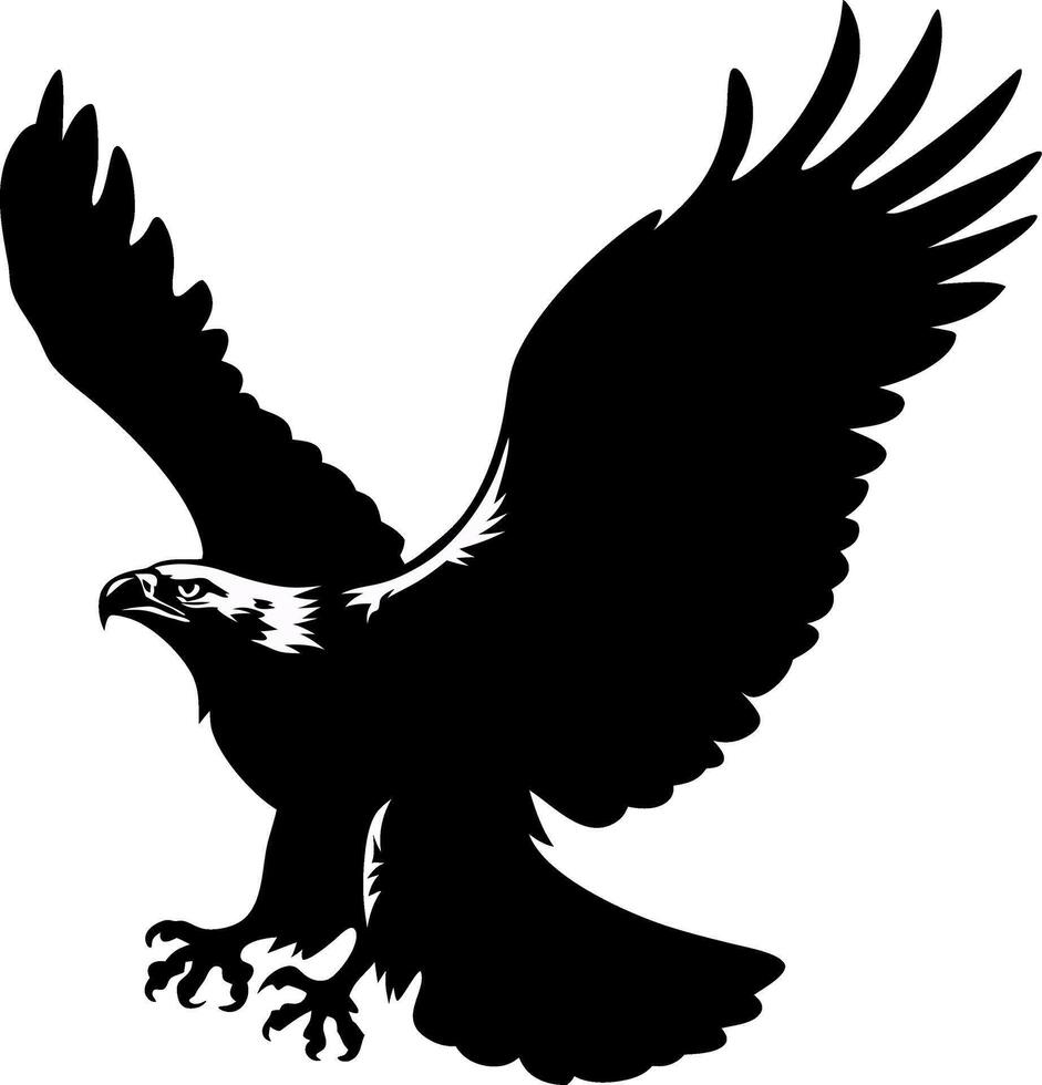 Majestic Eagle Silhouette in Flight Illustration for Tattoos and Logos vector
