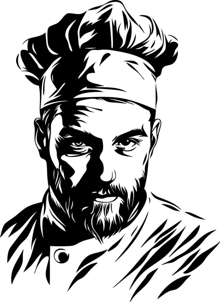 Illustration Portrait of Bearded Chef with Hat for Culinary Design and Decor vector
