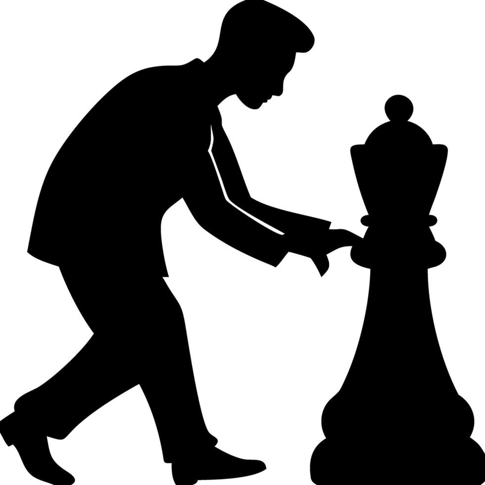 Chess Player Silhouette Strategic Move Conceptual Illustration vector