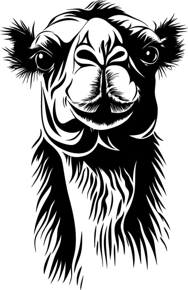 Camel Head Silhouette Art for Tattoos and Design Projects vector
