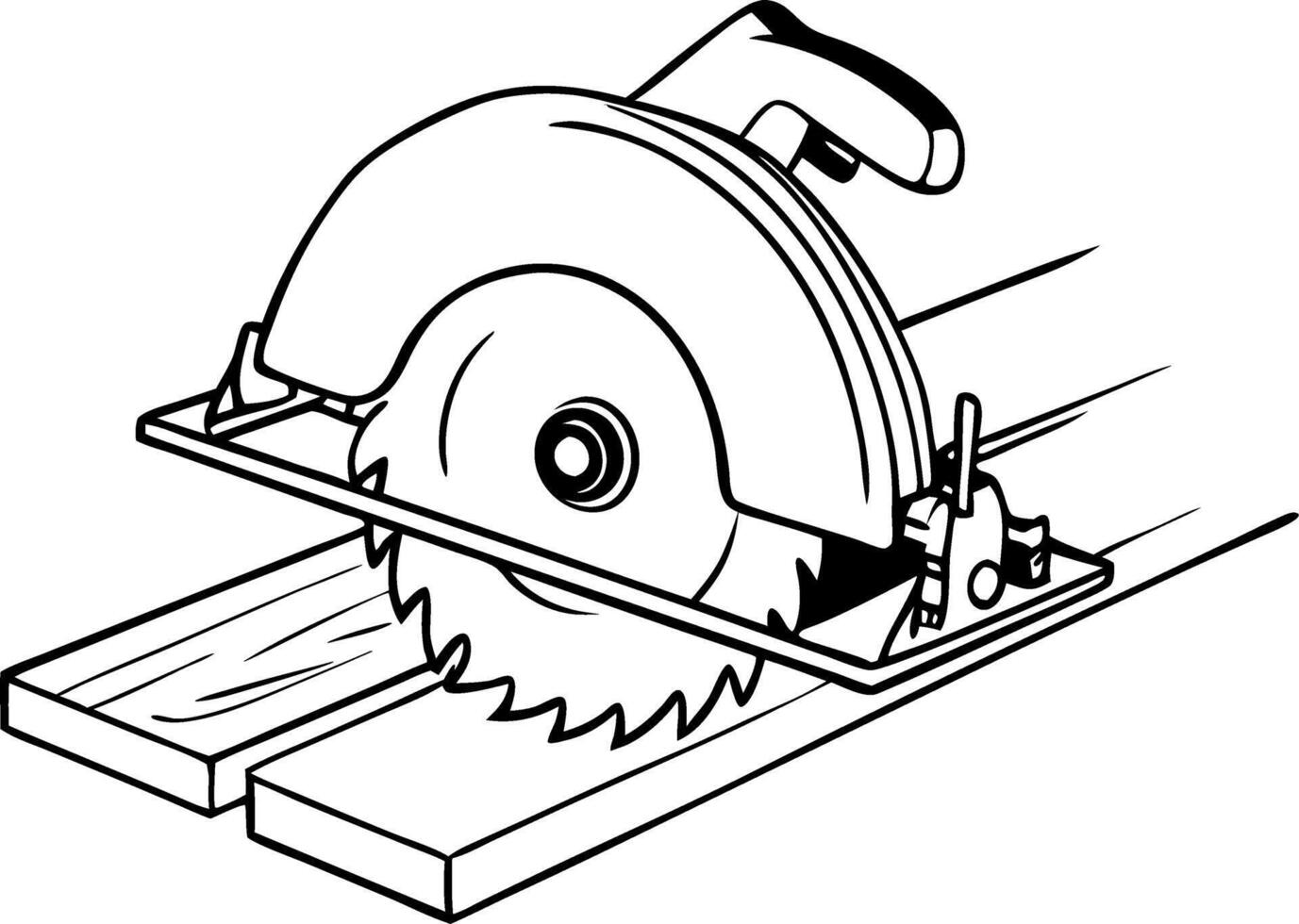 Illustration of Circular Saw on Wooden Planks for Carpentry and DIY Projects vector