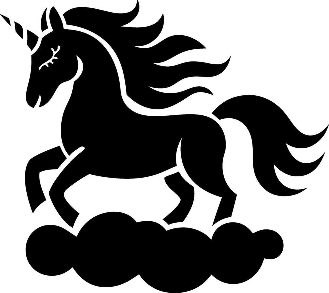 Majestic Black Unicorn Silhouette on Cloud Illustration vector