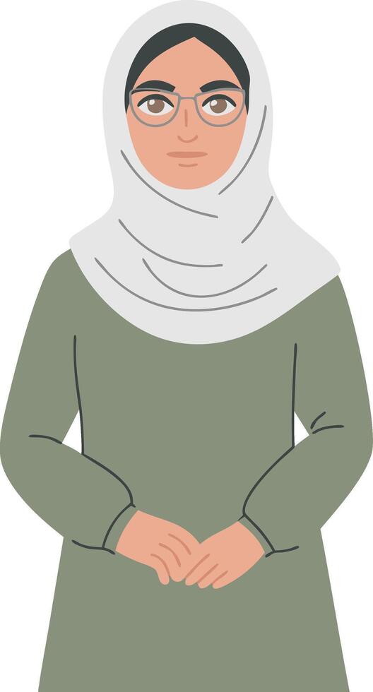 Illustration of Woman Wearing Hijab and Glasses for Cultural Representation Design vector