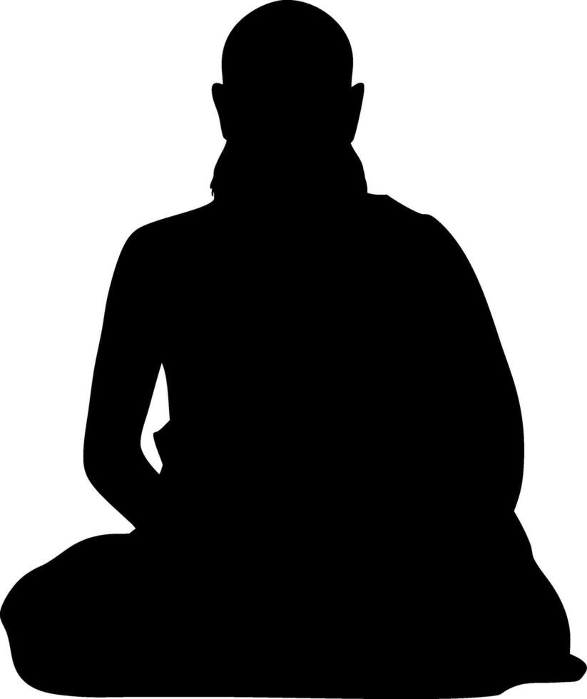 Meditating Monk Silhouette Art for Mindfulness and Meditation Themes vector