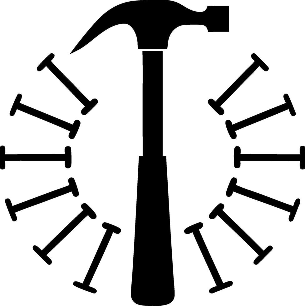 Hammer and Nails Circular Design for Construction Themes vector