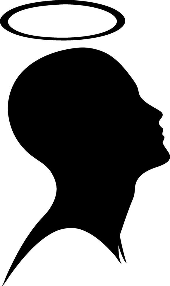 Silhouette of Human Head with Halo Angelic Concept Art vector