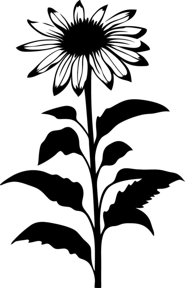 Black Silhouette Wildflower for Tattoo and Design Use vector
