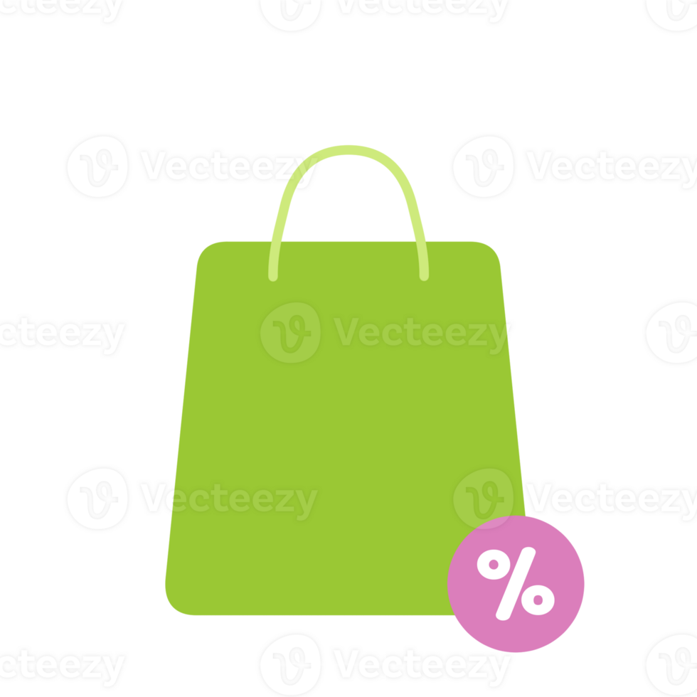 cute online shopping store illustration, discount bag png
