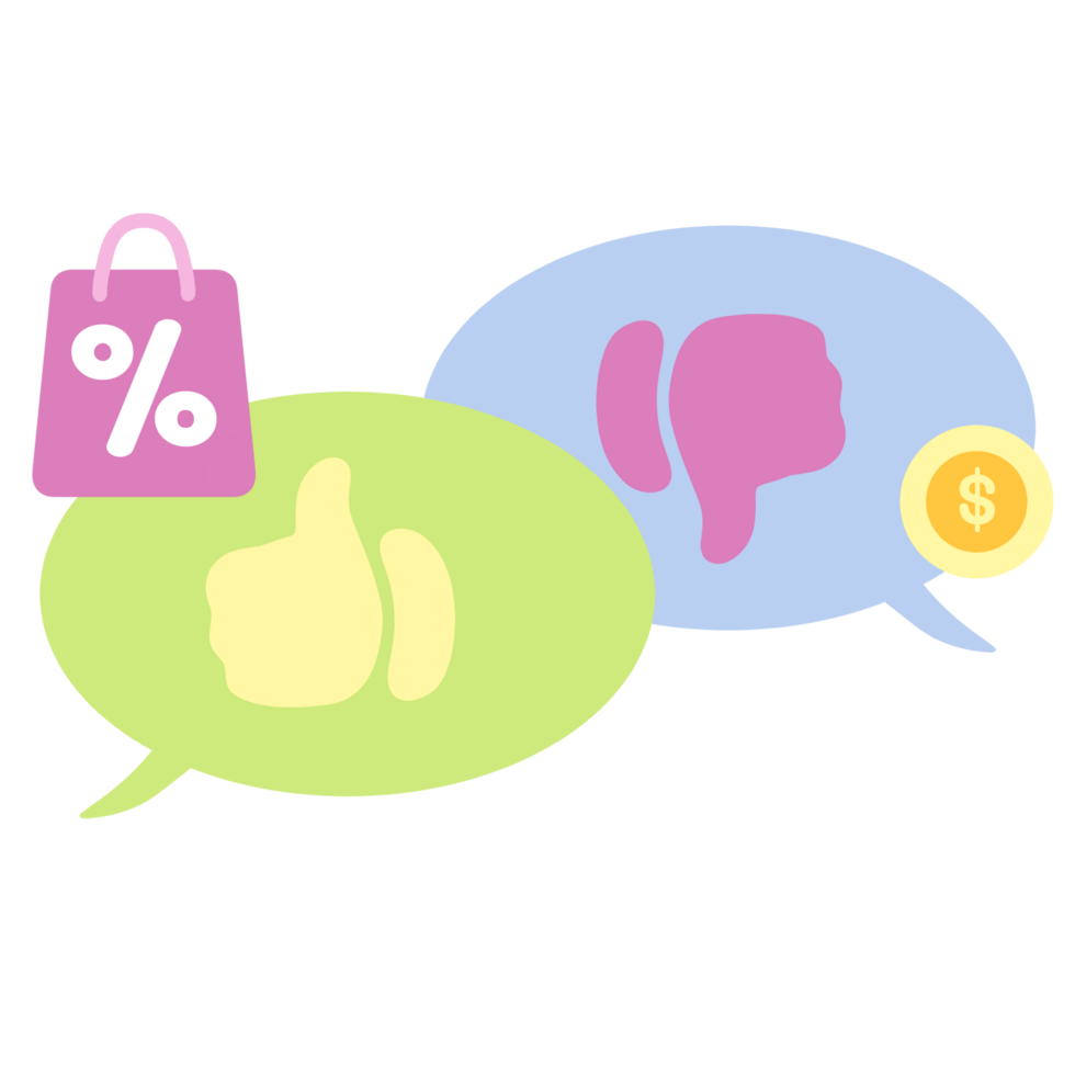 cute online shopping store illustration, bubble chat with ratings png