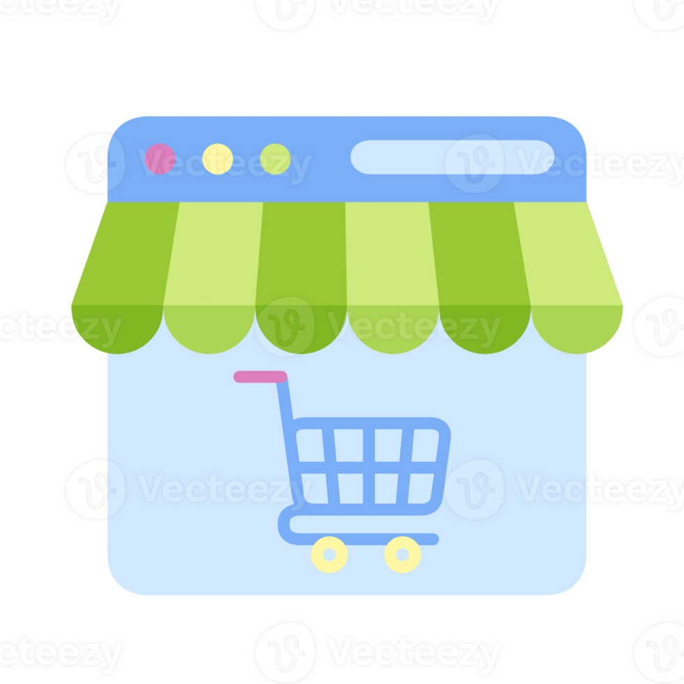 cute online shopping store illustration, website with online store png