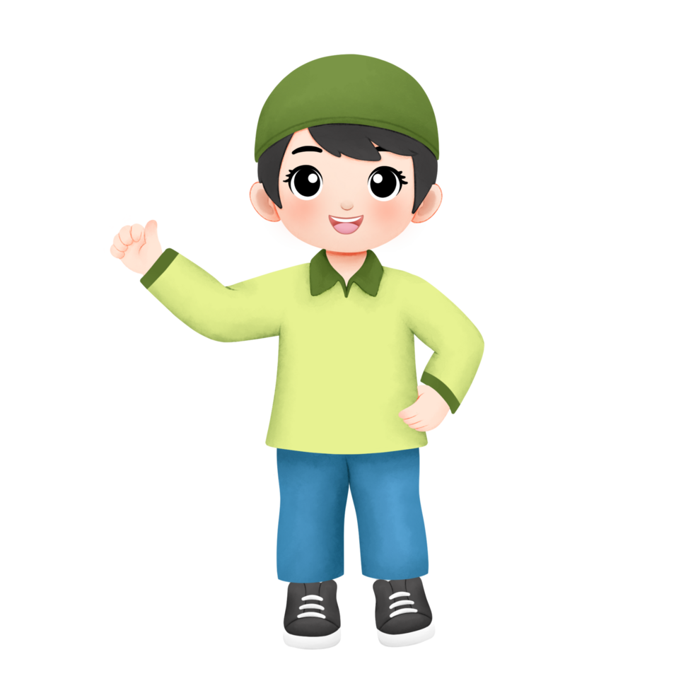 happy kid greeting ramadan, OK sign gesture png