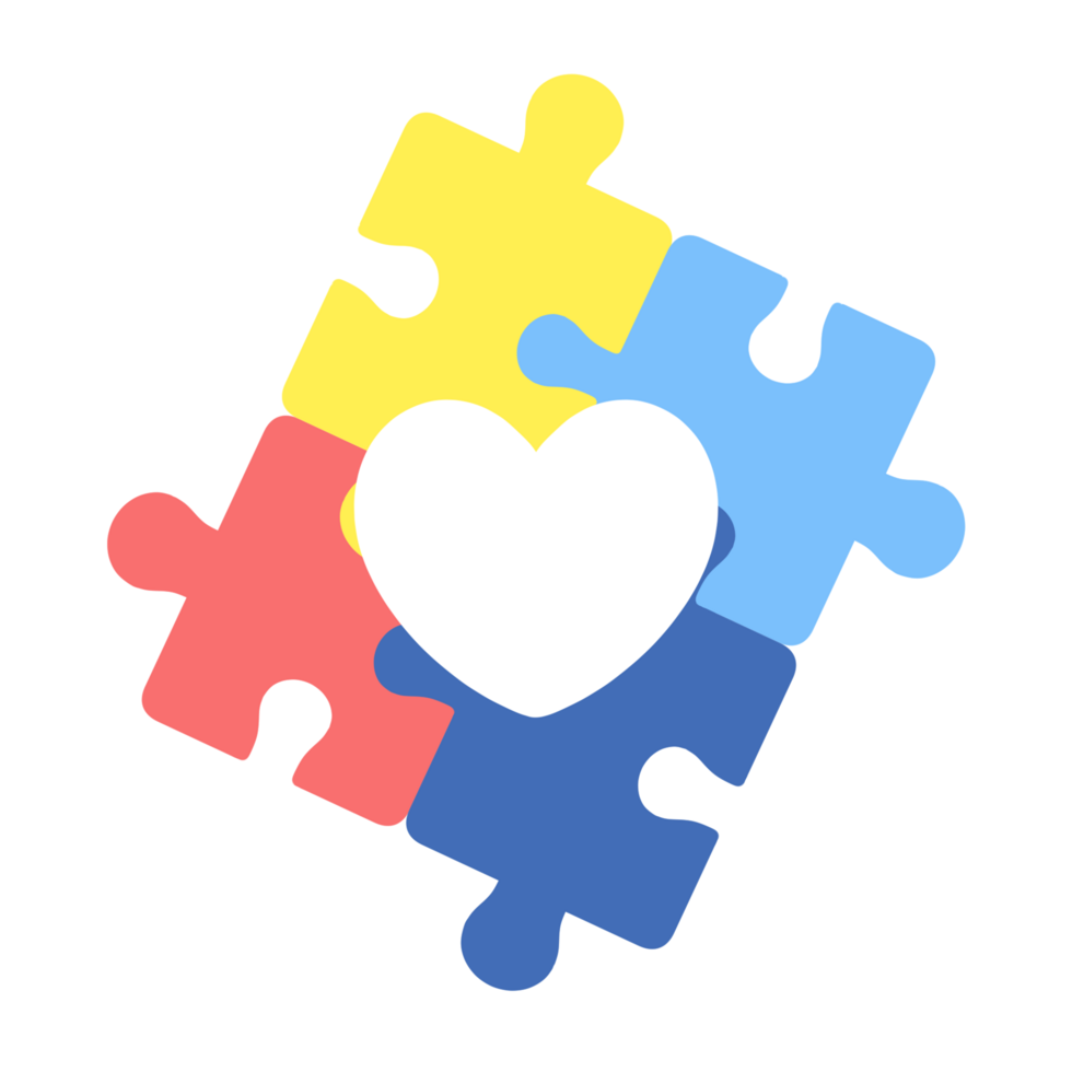 autism and neurodiversity awareness symbol, puzzle with heart png
