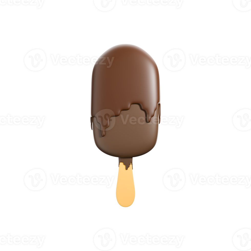 a 3D rendered illustration of chocolate melting ice cream png