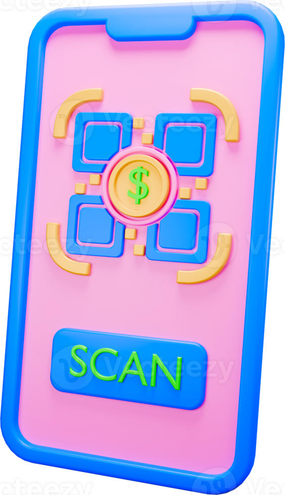 3d icon render scan QR code mobile png
