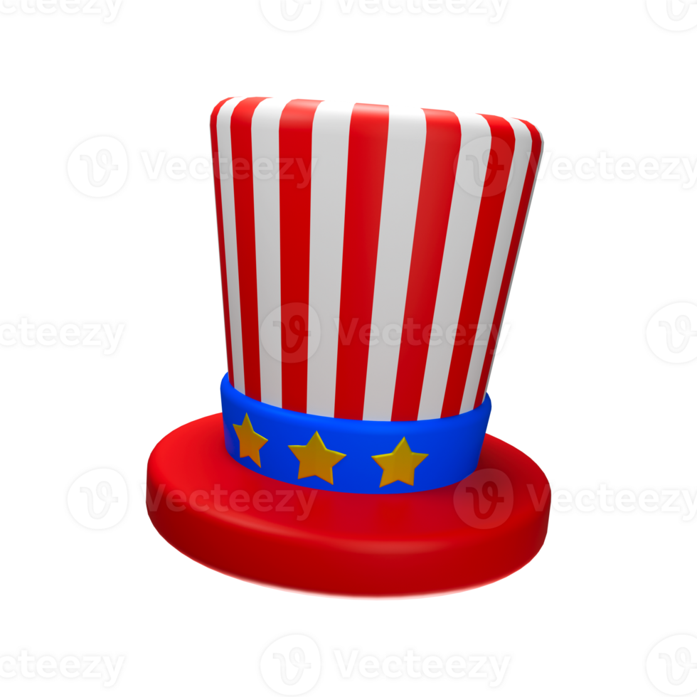 3d rendered illustration of hat on memorial day png