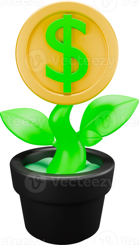 3d icon render money plant png