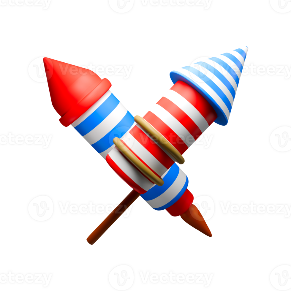 a 3d icon render firecrackers on celebrating independence day png