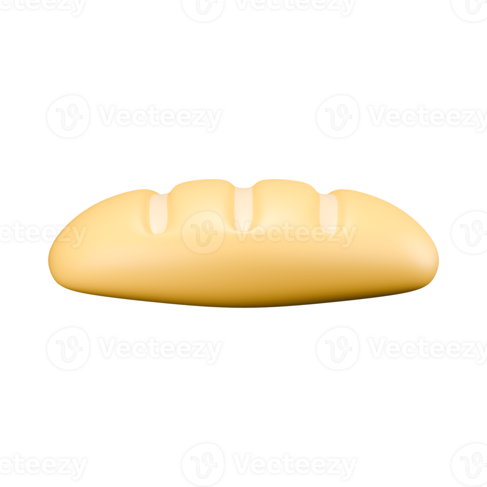 3D icon render sweet baguette bakery png