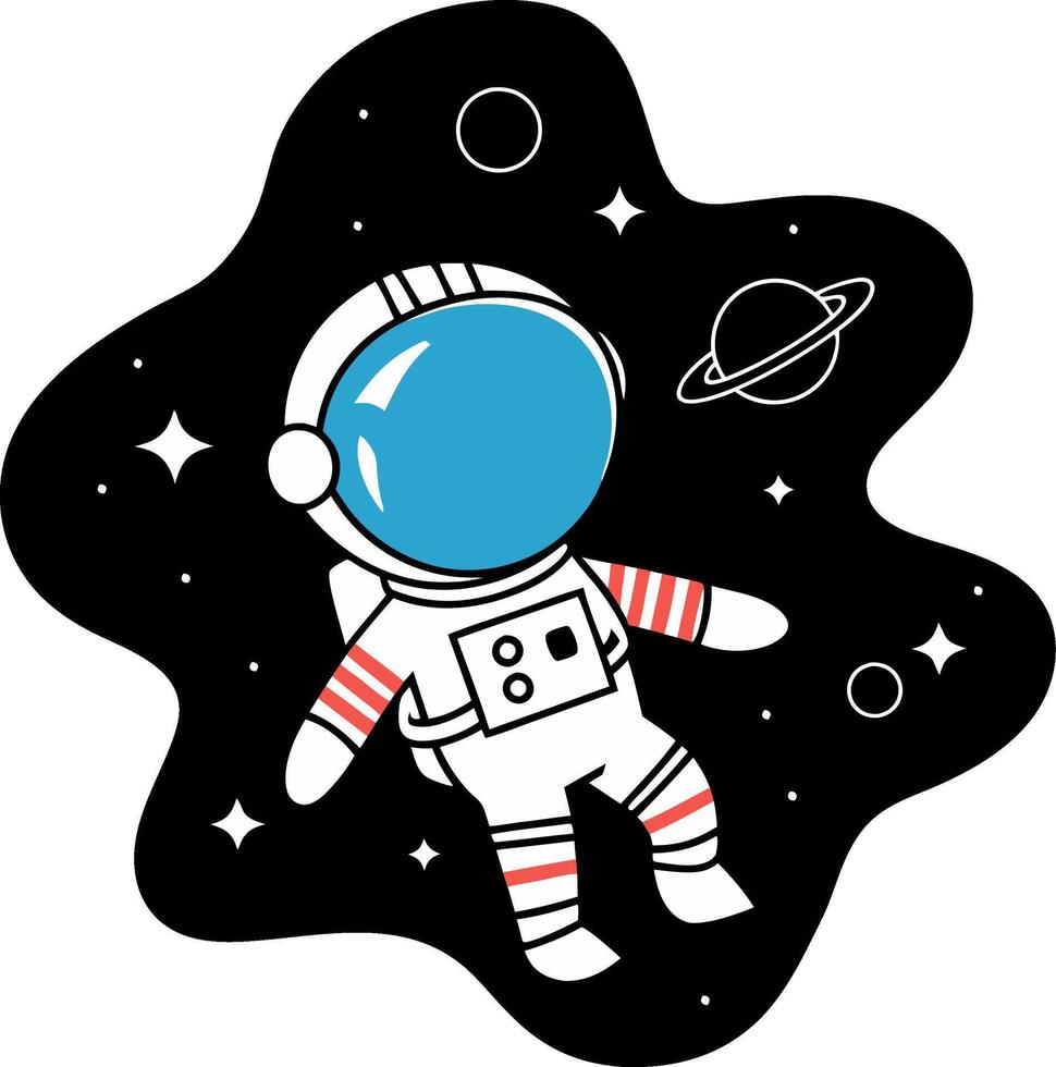 Vibrant Astronaut Floating in Space with Planet Background Illustration vector
