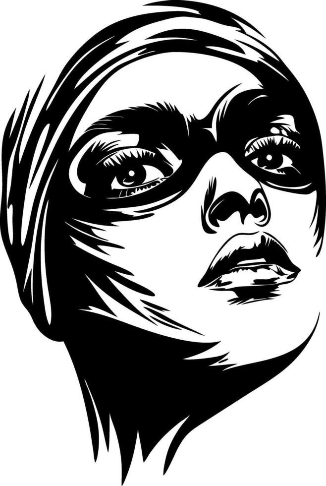 Bold Artistic Woman Face Ideal for Tattoo and Coloring Design vector