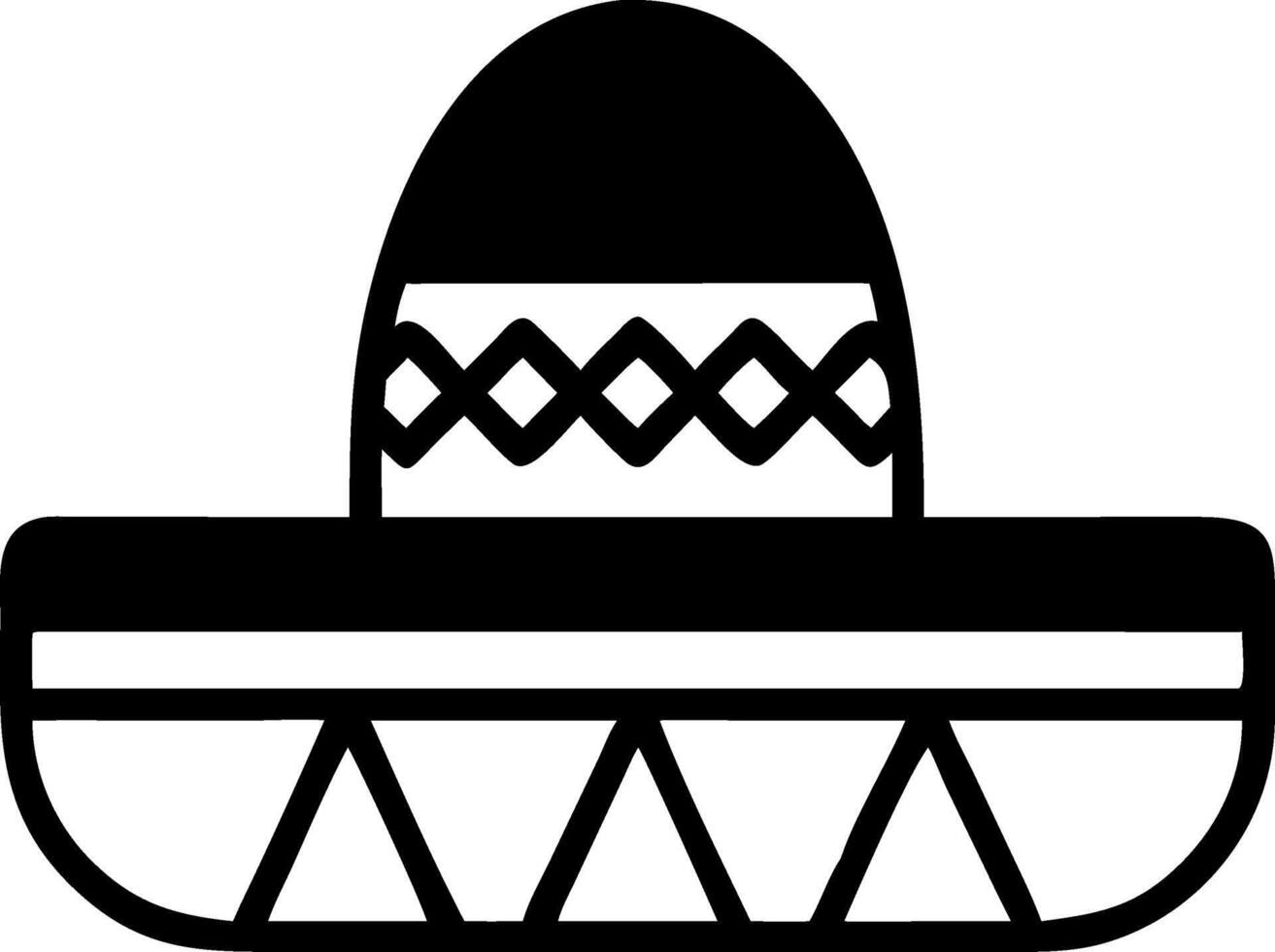 Traditional Mexican Sombrero Hat Black Silhouette Art for Cultural Design Projects vector
