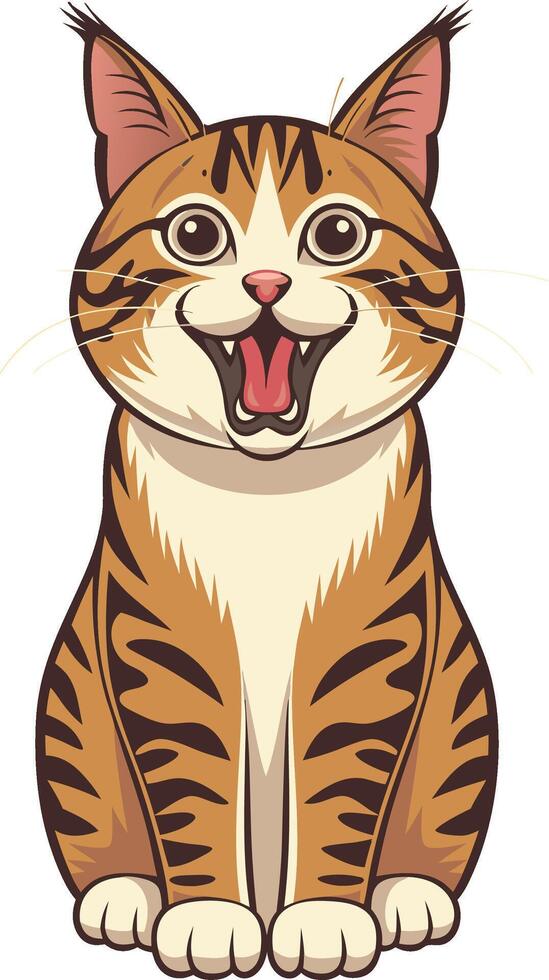 Cute Cartoon Cat Illustration Perfect for Stickers and Coloring Books vector