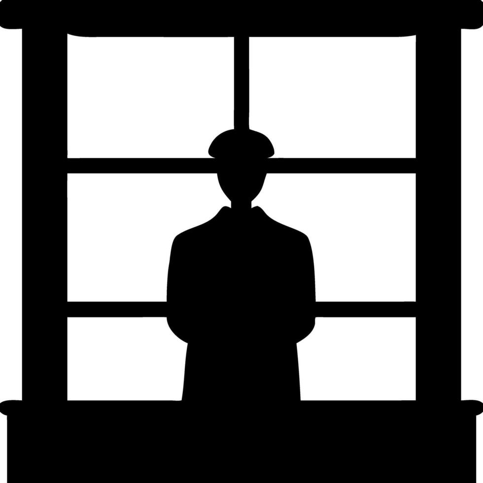Silhouette of Businessman in Office Window Illustration for Professional Projects vector