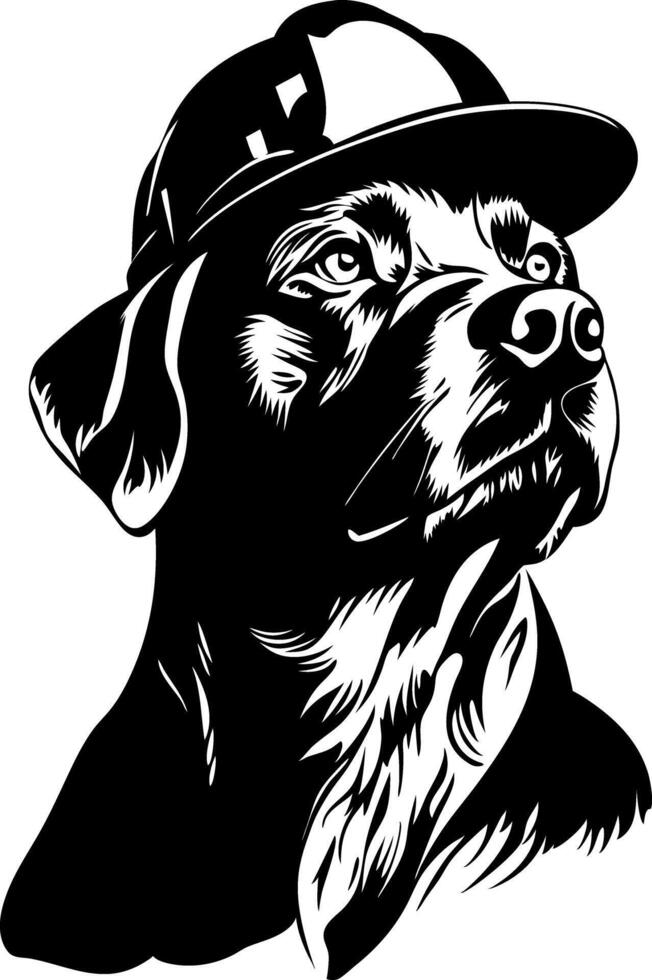 Majestic Dog in Trucker Hat Art for Tattoo and Design Use vector