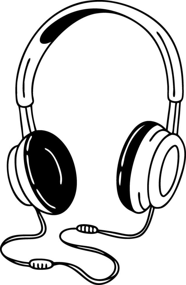 Illustration of Classic Over-Ear Headphones for Music Design and Art Projects vector