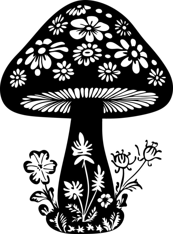 Floral Patterned Mushroom Art Illustration for Creative Projects vector