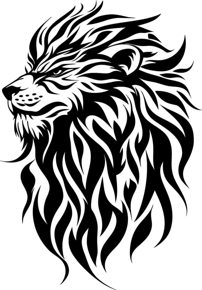 Majestic Lion Head Tribal Tattoo Design for Creative Projects vector
